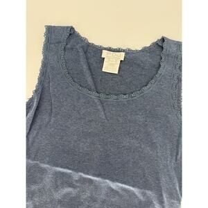 Y2K Blue‎ Lace Tank Top Women’s M Fairycore Festival Boho Layering Shirt